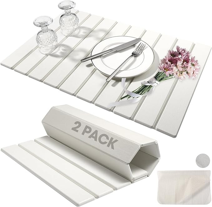 2 Pack Stone Dish Drying Mat for Kitchen Counter, Foldable Diatomaceous Earth Drying Pad, Fast Wa... | Amazon (US)