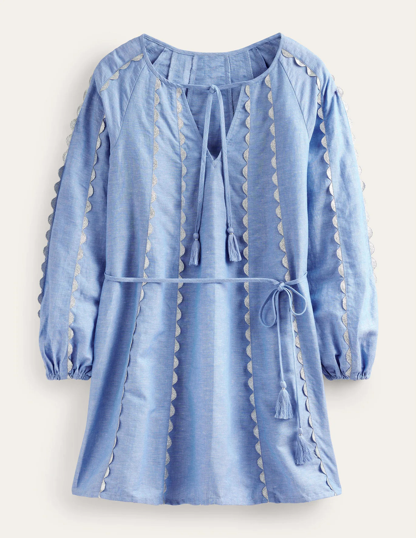 Ric Rac Linen Mini Dress - Light Chambray | Boden (US)