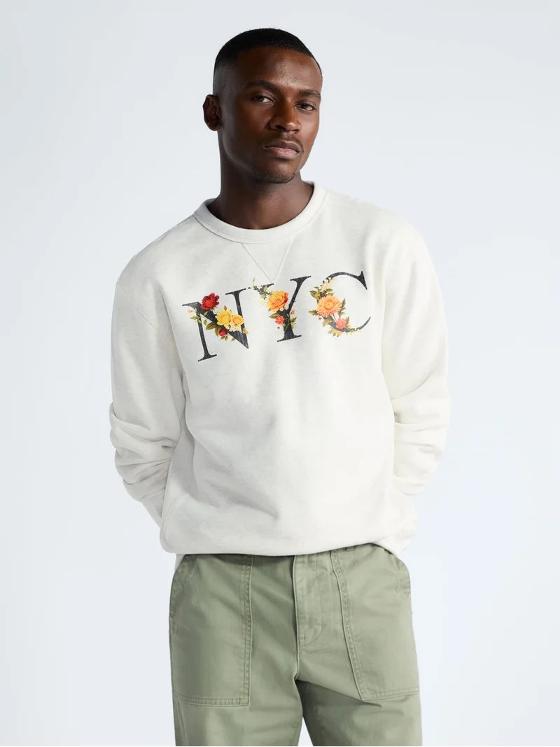 Free Assembly Men's New York Graphic Cotton Sweatshirt, Sizes S-2XL | Walmart (US)