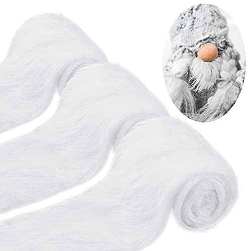 Geosar 3 Pcs Christmas White Faux Fur Trim 4 x 178 Inches Winter Fur Trim Fabric Ribbon Soft Fluffy Furs Ribbon Plush for Xmas Winter Christmas DIY Craft Costume Sewing Tree Garlands Decor(White) | Amazon (US)