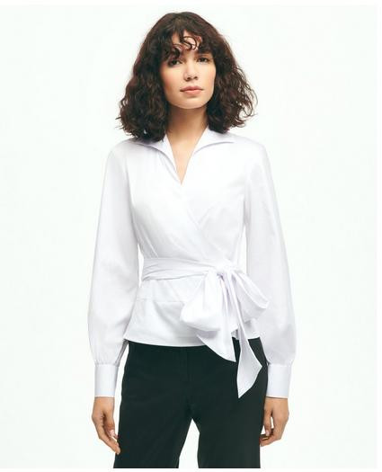 Stretch Cotton Blend Wrap Top | Brooks Brothers