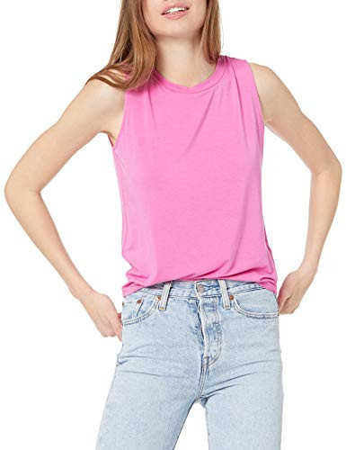 Amazon Essentials Women's Relaxed-Fit Sleeveless Muscle Tank Top, Bright Pink, Small | Amazon (US)