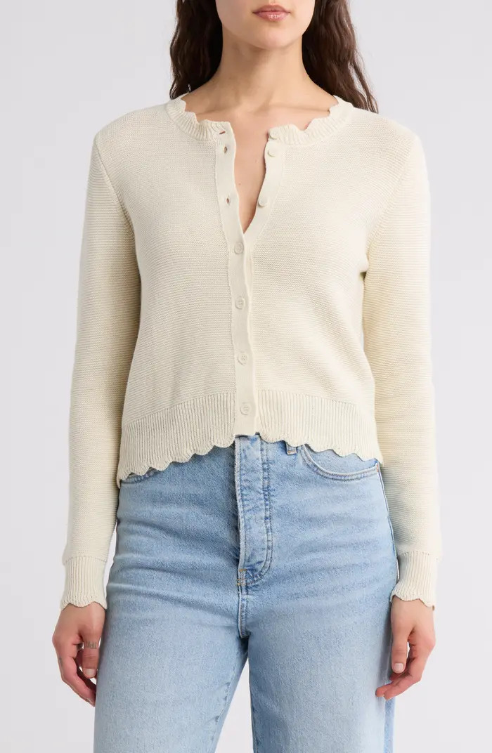 Scalloped Fitted Cotton Cardigan | Nordstrom Rack
