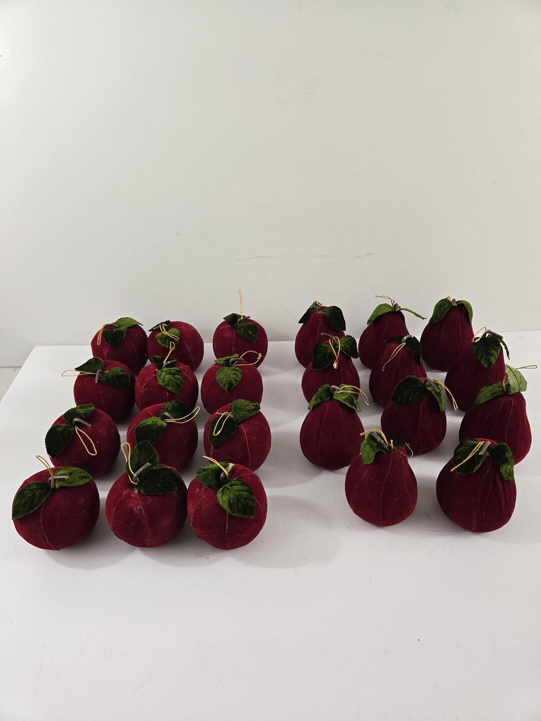 Vintage 23 Velvet Apples & Pears Ornament Japan Christmas Holiday Maroon Lot - Etsy | Etsy (US)