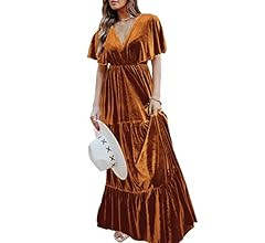 Amegoya Women's Casual Short Sleeve V Neck Floral Maxi Dresses Boho Beach Photoshoot Flowy Ruffle... | Amazon (US)