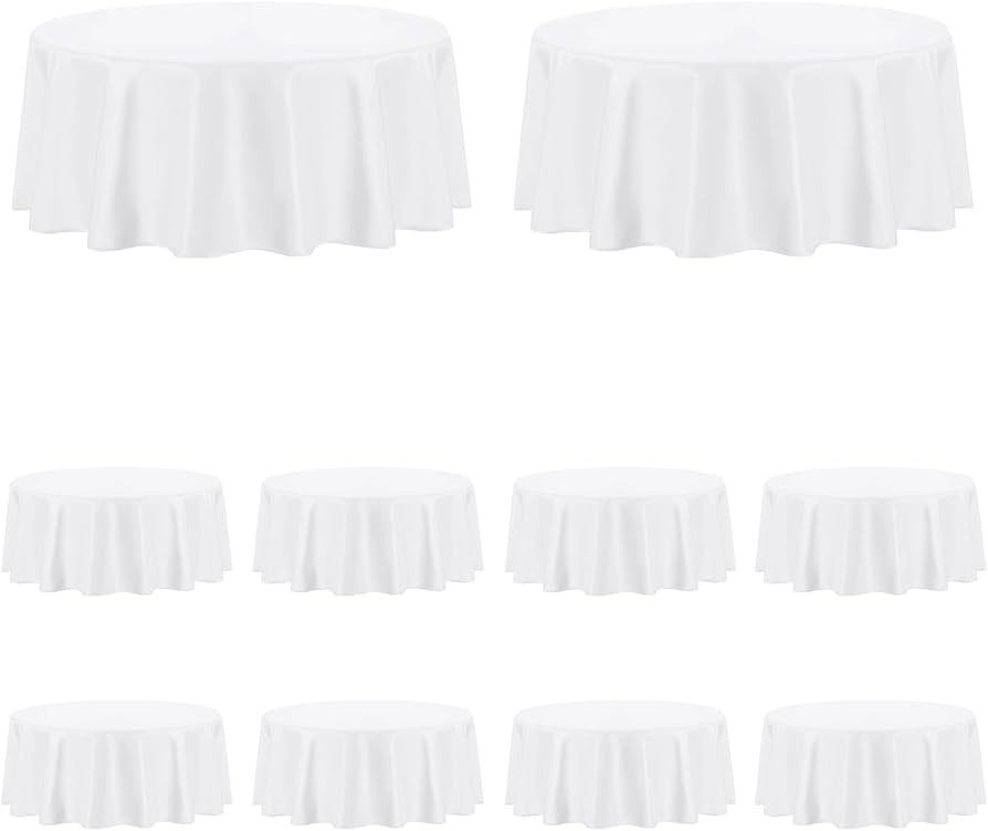 PureFit 10 Pack White Round Table Cloths 120 Inch, Stain and Wrinkle Resistant Table Linen for Ro... | Amazon (US)