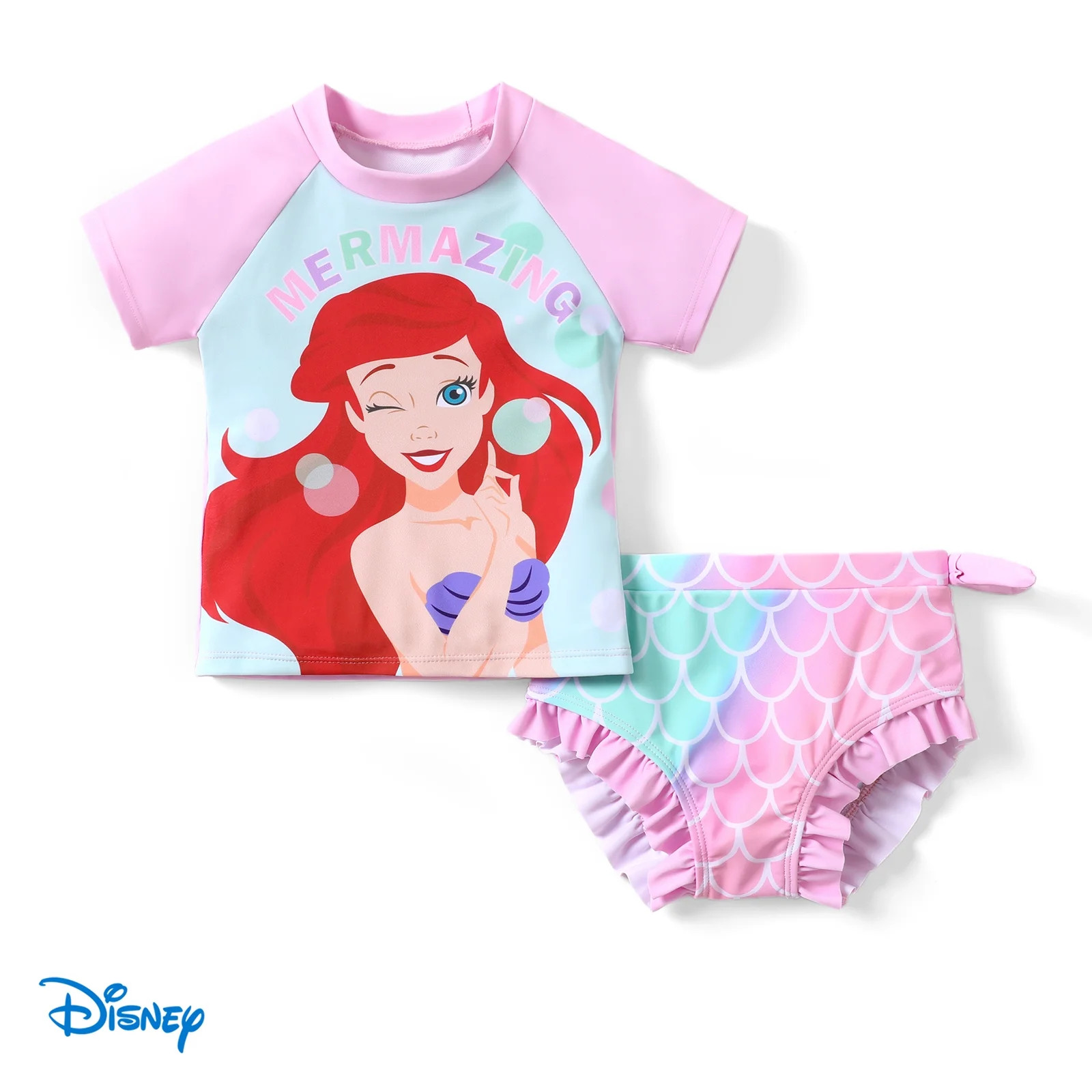 Disney Princess Toddler Girls Swimsuit Ariel Rapunzel Tiana Rash Guard 2 Pieces Set Sizes 2-6 | Walmart (US)