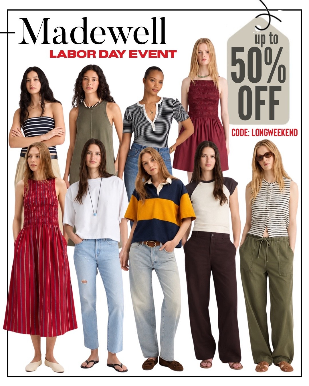 Shop Madewell Labor Sale Sale UP TO 50% OFF with code LONGWEEKEND