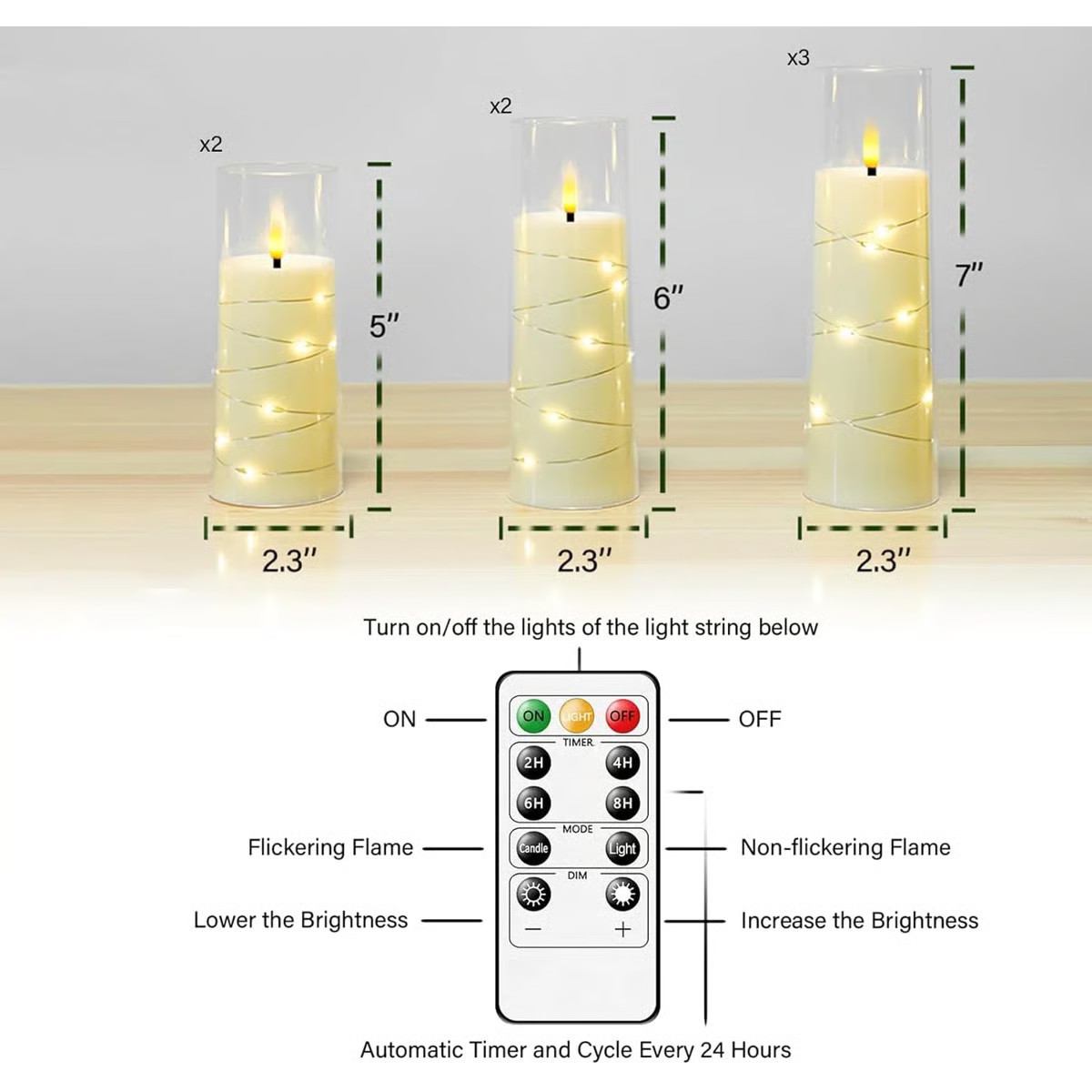 The Holiday Aisle® Flameless Candles With Embedded Star String, Battery Operated LED Pillar Cand... | Wayfair North America