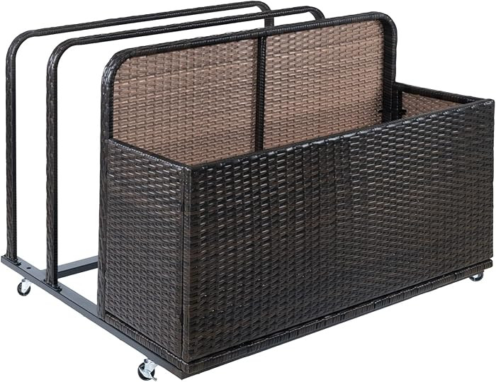 Double Layer Poolside Float Storage, Outdoor Storage, PE Rattan Outdoor Pool Caddy with Rolling W... | Amazon (US)