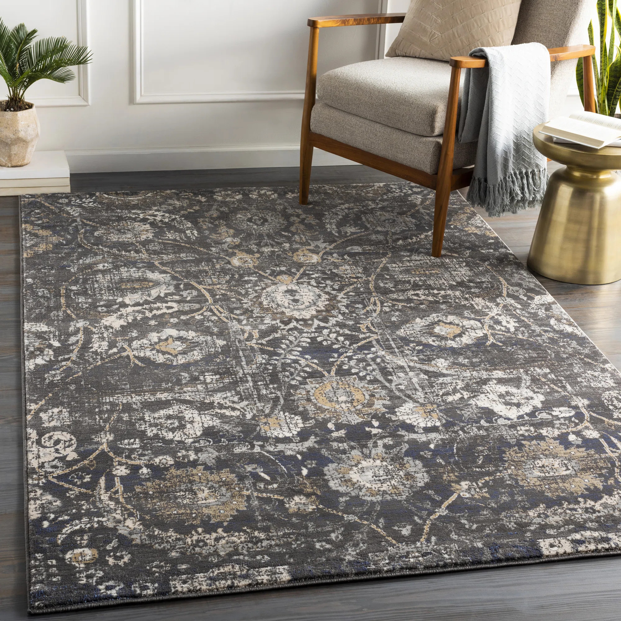 Ahnalise Oriental Charcoal/Ivory Area Rug | Wayfair North America