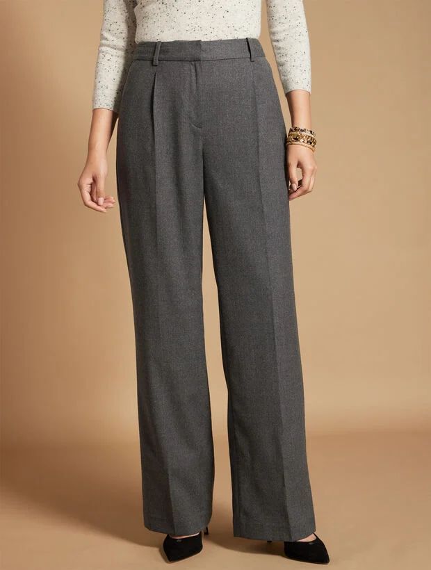 Luxe Italian Stretch Flannel Wide Leg Pants | Talbots