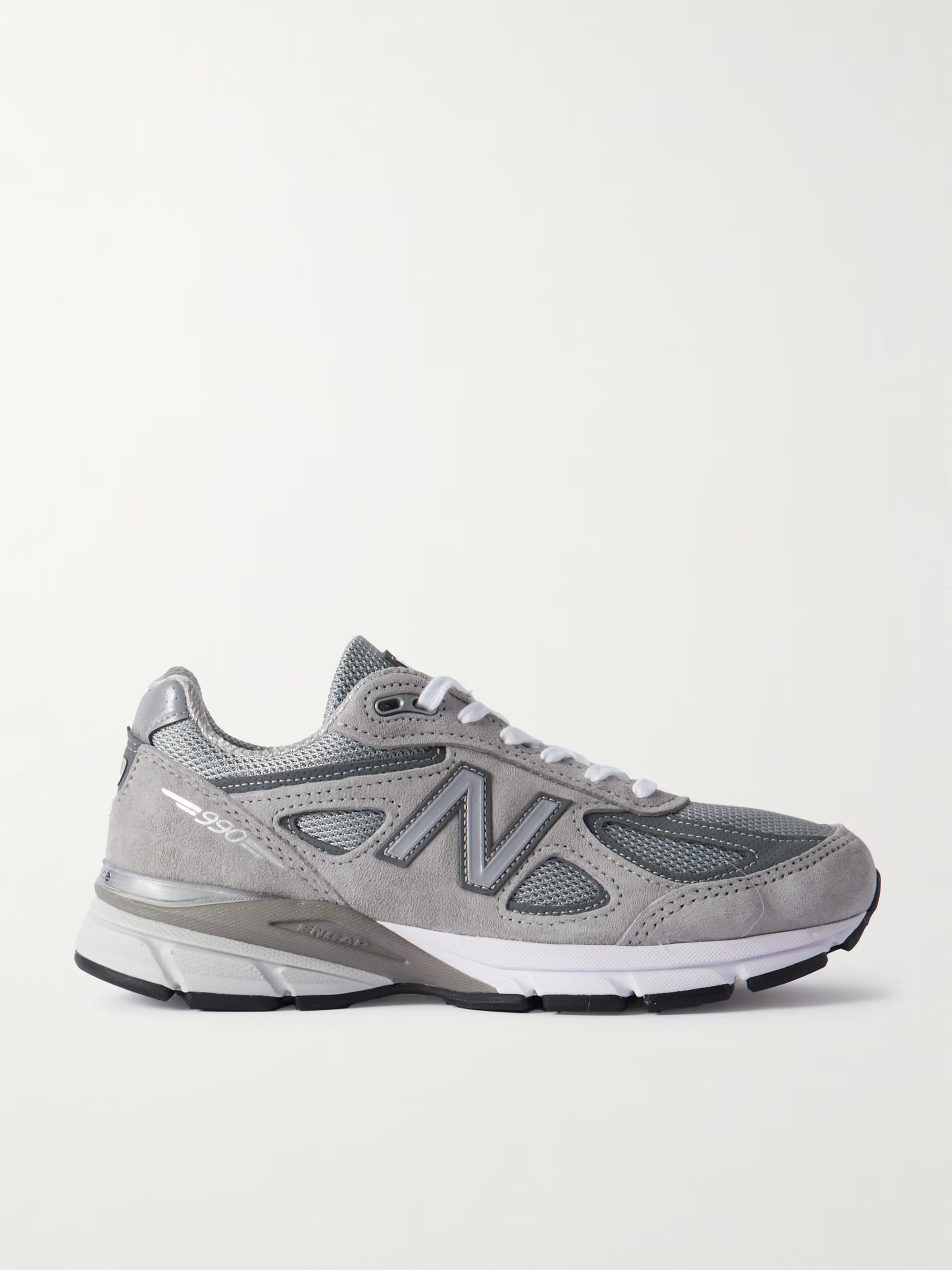 990v4 leather-trimmed suede and mesh sneakers | NET-A-PORTER (UK & EU)