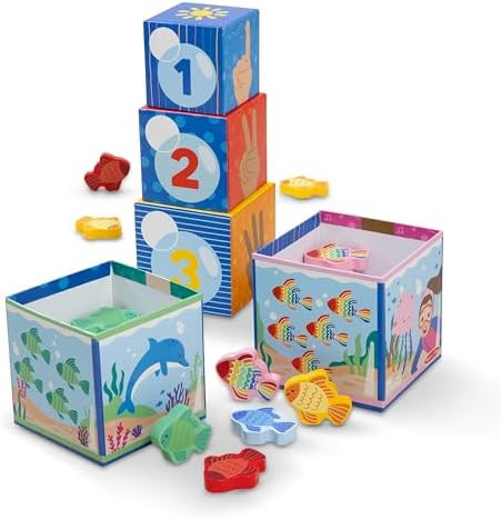 Melissa & Doug Ms. Rachel Sort & Count Nesting Wooden Blocks Toy | Amazon (US)