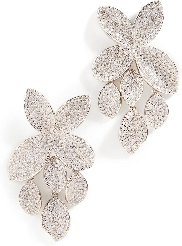 SHASHI Women's Pave Flower Drop Earrings, White Gold, One Size | Amazon (US)