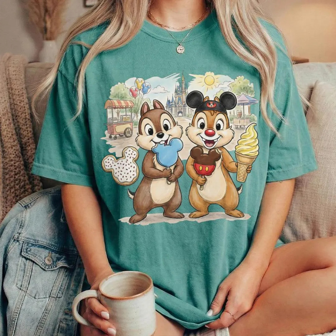 Chip and Dale Disneyland Snack Shirt, Disney Park Ice Cream Tee, Chip n Dale Magic Kingdom Castle... | Etsy (US)