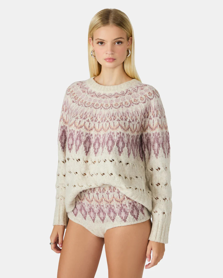 SUZETTE Multi Women's Fair Isle Long-Sleeved Pullover Sweater | Steve Madden (US)
