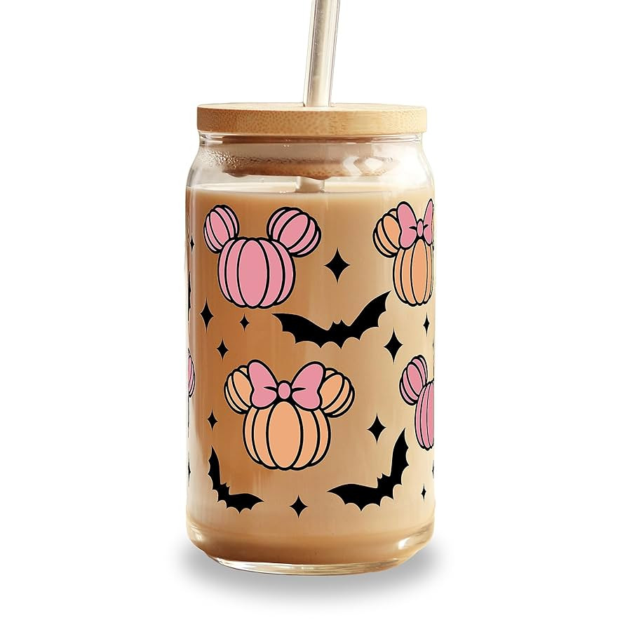 Scream Halloween Cute Glass Cup, Fall Iced Coffee Glass Spooky Season Gift, Halloween Themed Gift... | Amazon (US)