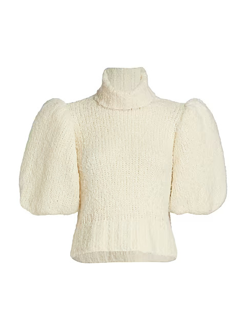 Puff-Sleeve Wool-Blend Turtleneck Sweater | Saks Fifth Avenue