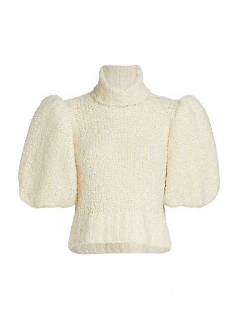 Puff-Sleeve Wool-Blend Turtleneck Sweater | Saks Fifth Avenue