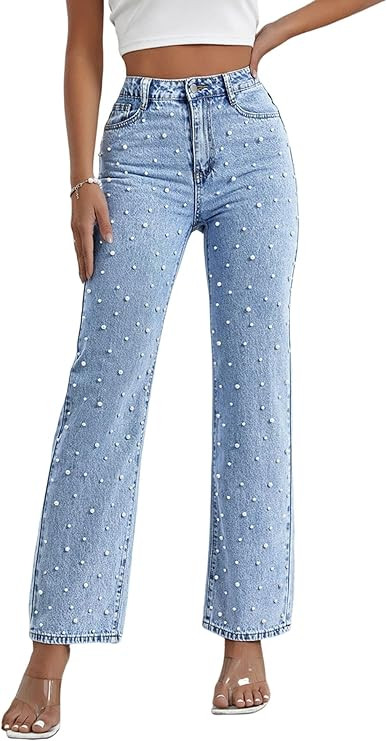 Pearl Jeans for Women Straight Leg High Waist Stretch Flare Bootcut Denim Pants | Amazon (US)