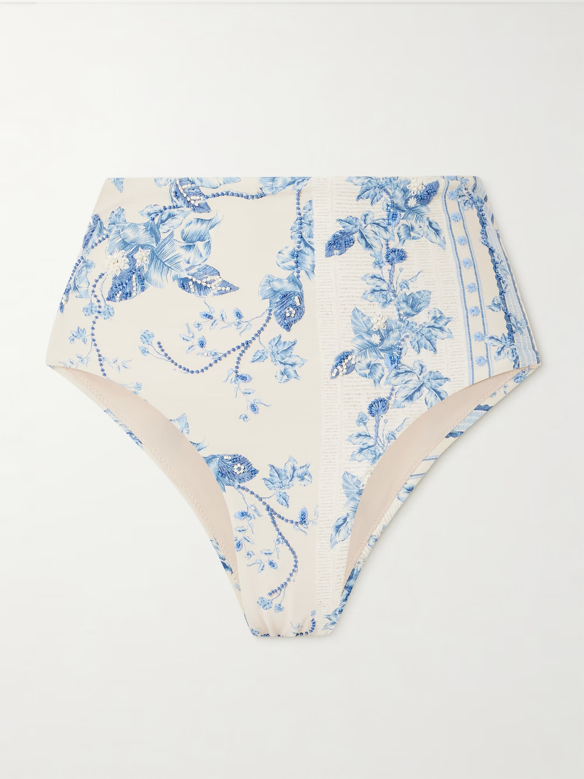 Magenta Bougainvillea bead-embellished floral-print recycled bikini bottoms | NET-A-PORTER (US)
