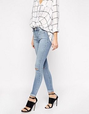 River Island Light Authentic Molly Jean With Busted Knee | ASOS UK