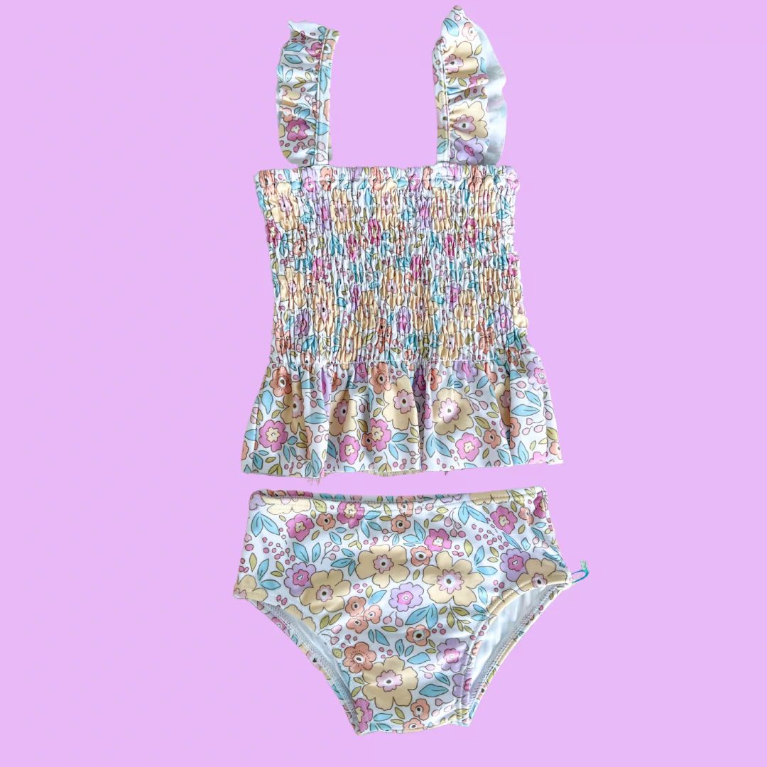 Yellow Floral Two Piece Swimsuit | Poppy Kids Co