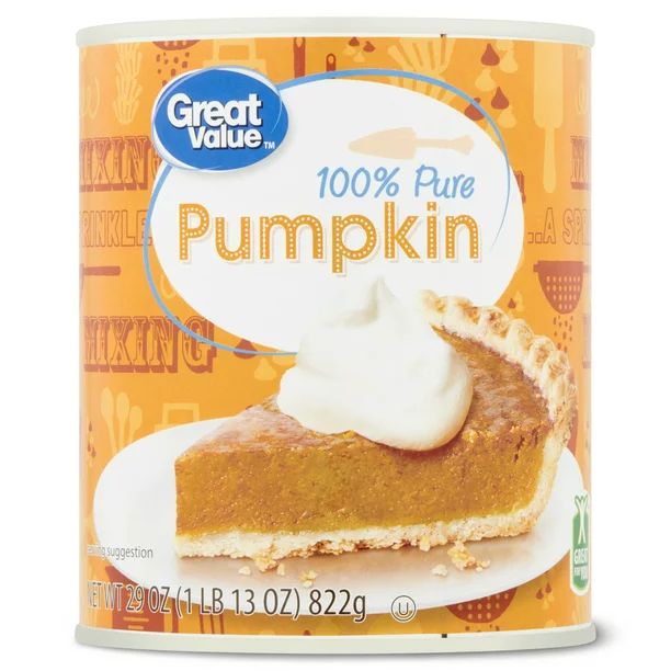 Great Value 100% Pure Canned Pumpkin, 29 oz Can - Walmart.com | Walmart (US)
