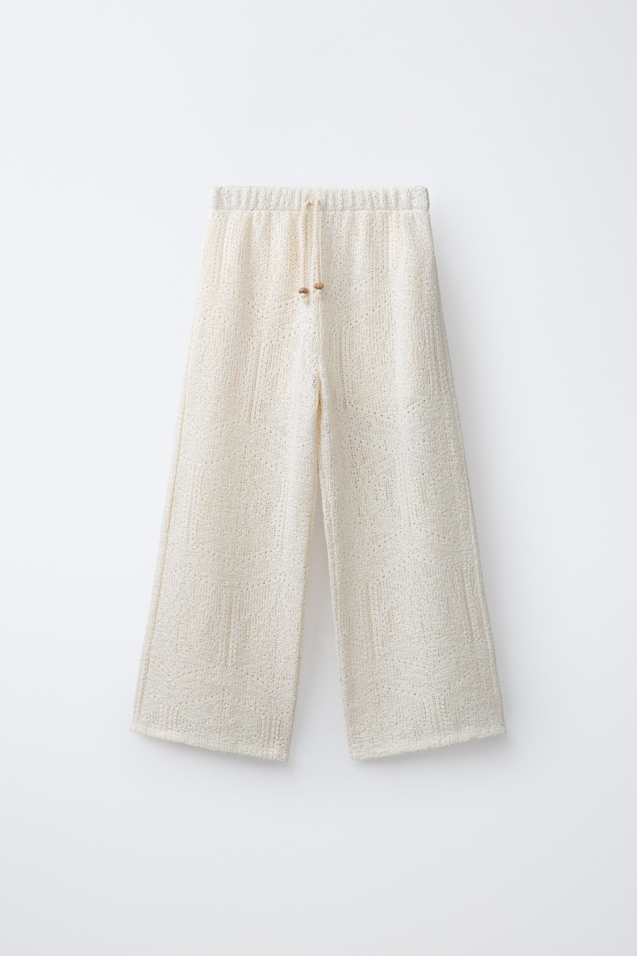 WIDE LEG OPEN-KNIT LACE PANTS | Zara US