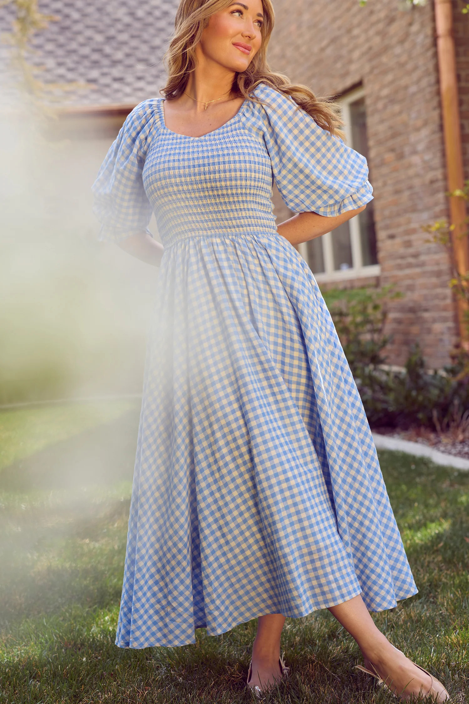 Teagan Dress in Blue Gingham | Ivy City Co