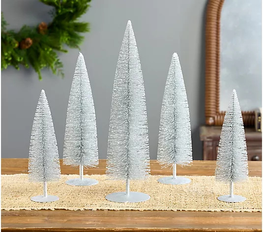 Set of 5 Bottlebrush Trees by Valerie - QVC.com | QVC