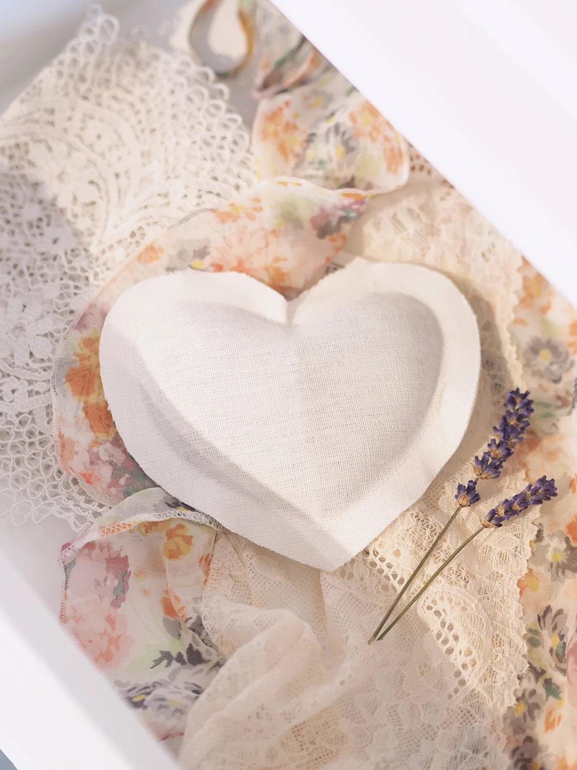 Lavender Ivory Linen Heart Sachet | The Cross Decor & Design