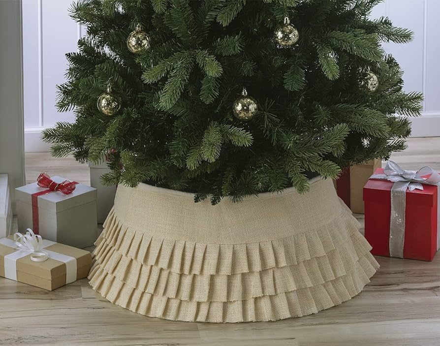 New Traditions - Christmas Tree Collar (Burlap Tree Collar - Ivory Tiered Ruffles) | Amazon (US)