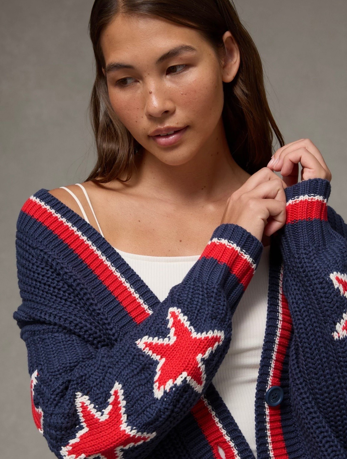 30% Off this!! Up to 50% Off shorts & denim! Red, White & New! + Online Exclusive
AE Oversized Star Graphic Cardigan Sweater

#LTKSaleAlert #LTKMidsize #LTKPetite