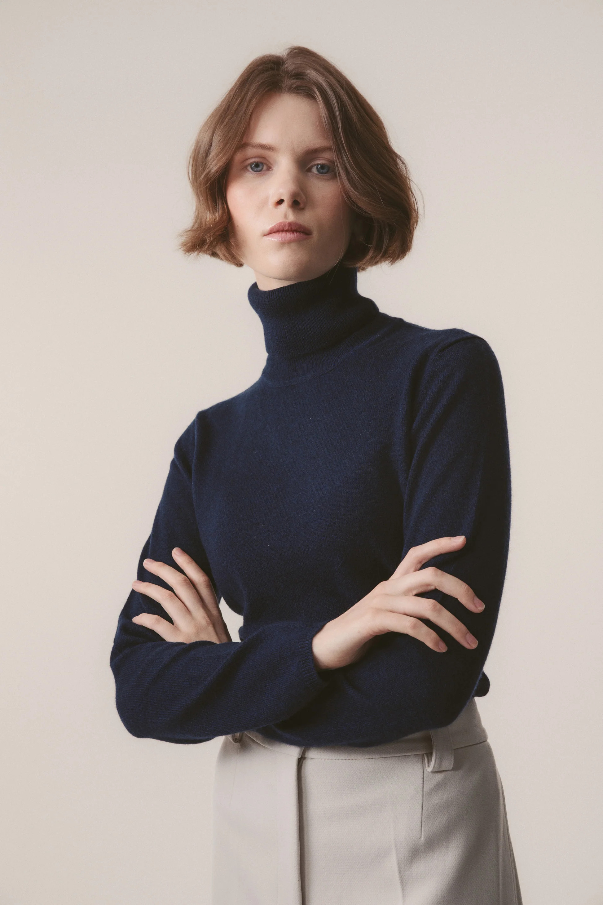 Women's Cashmere Polo Neck Jumper - Cosmos | Kiltane