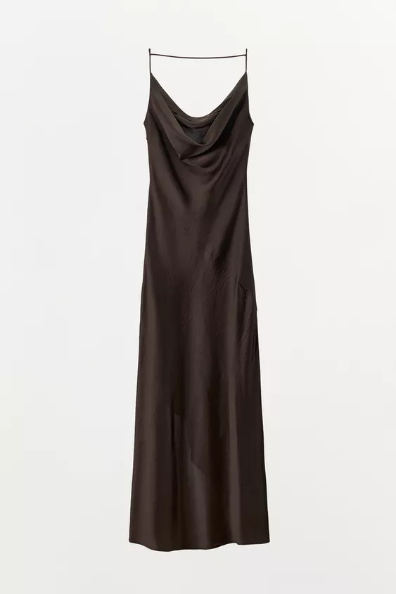 DRAPED NECK SATIN DRESS | Zara US