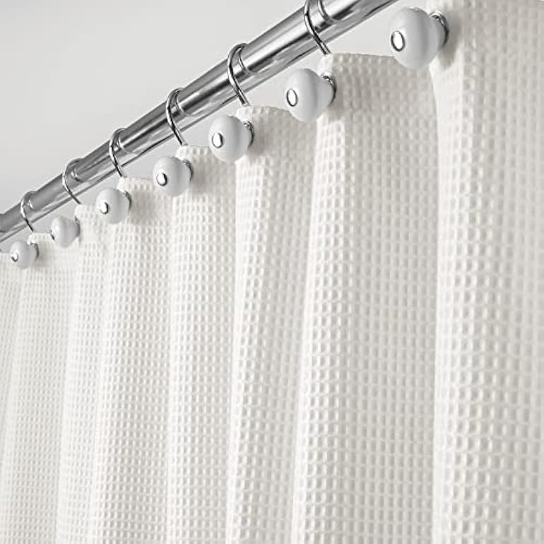 mDesign Hotel Quality Machine Washable Polyester/Cotton Blend Fabric Shower Curtain with Waffle Weav | Amazon (US)