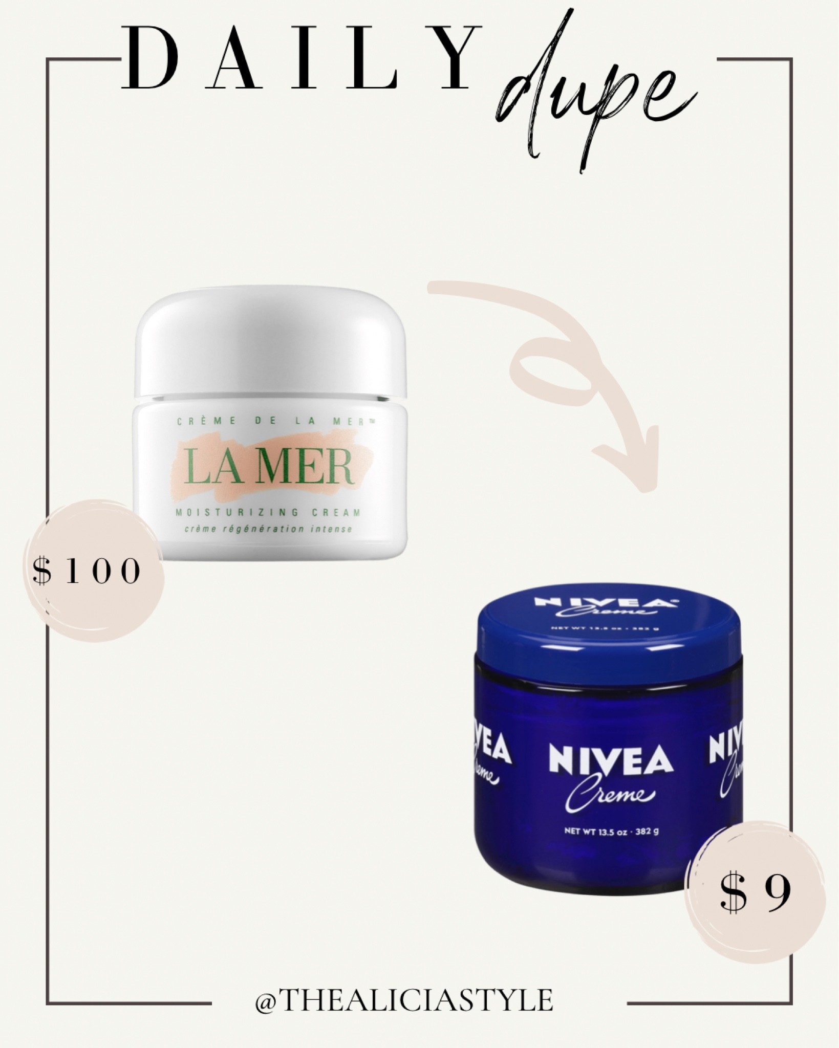 The best Crème de La Mer dupe - Nivea Crème!! Dupe, beauty dupe, skincare favorites, Sephora, Target, moisturizer, anti-aging, skin, skin protection, hydrate, moisturize, lotion, serum, beauty dupe, luxury skincare

#LTKunder50 #LTKstyletip #LTKbeauty