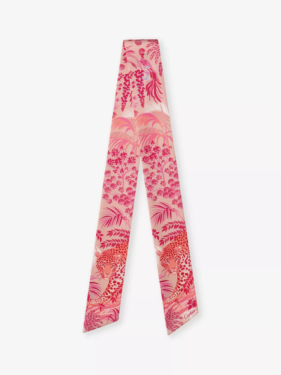 Panthère de Cartier graphic-print silk-twill scarf | Selfridges