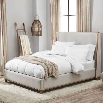 Westport  Beige Fabric Upholstery  and Wood Queen Size Bed Frame | Sam's Club
