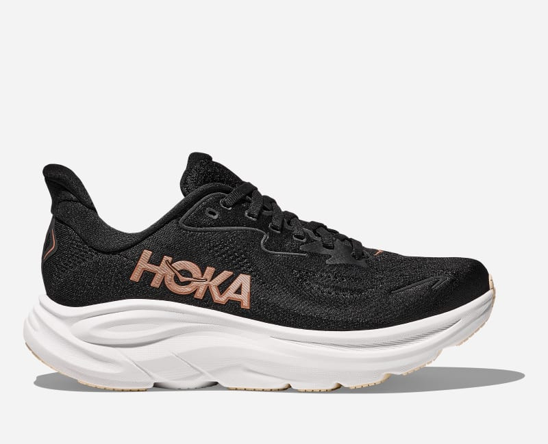 HOKA Women's Clifton 10 Shoes in Black/Rose Gold, Size 10.5 | Hoka One CA