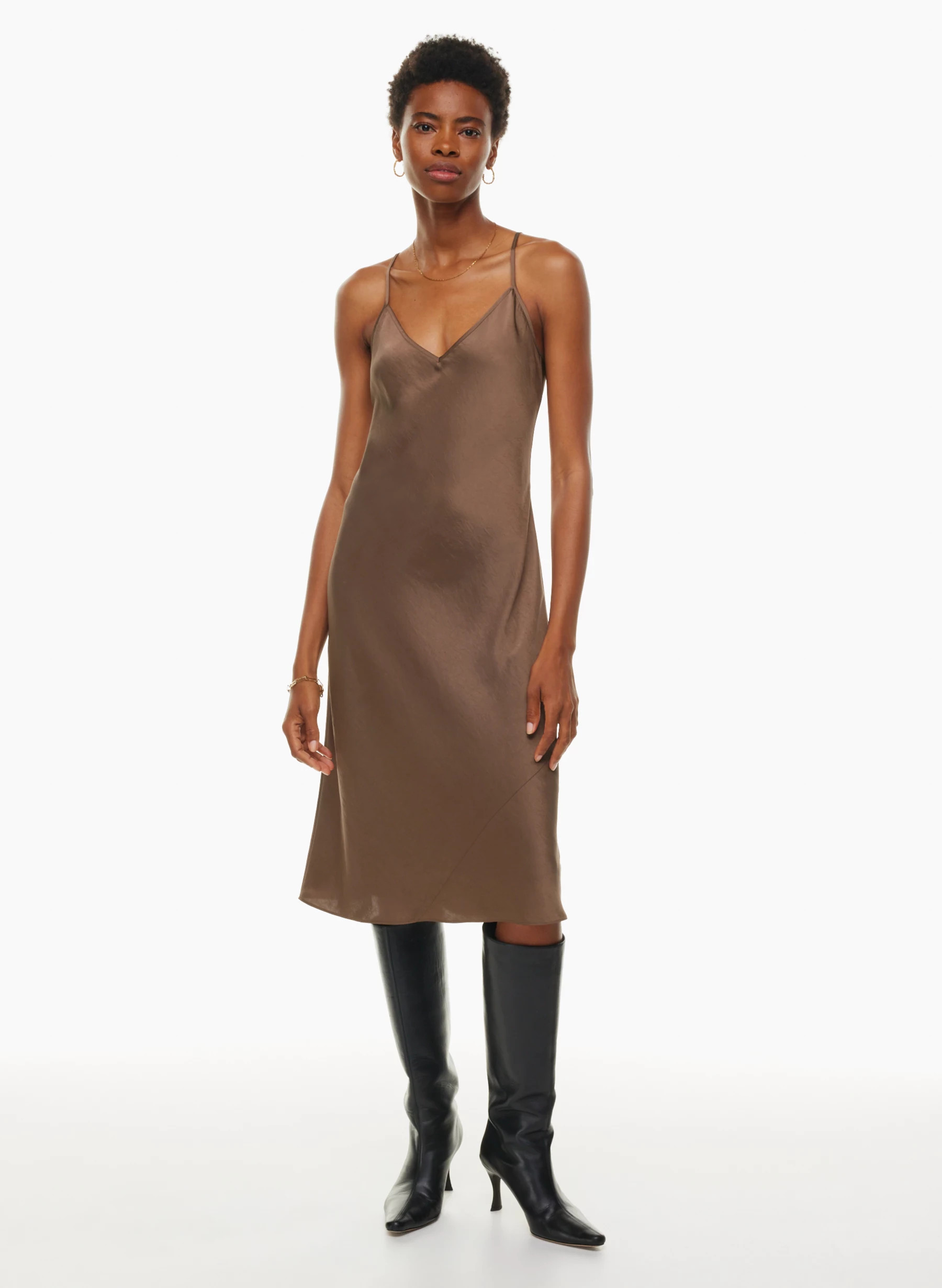 ONLY SLIP SATIN MIDI DRESS | Aritzia