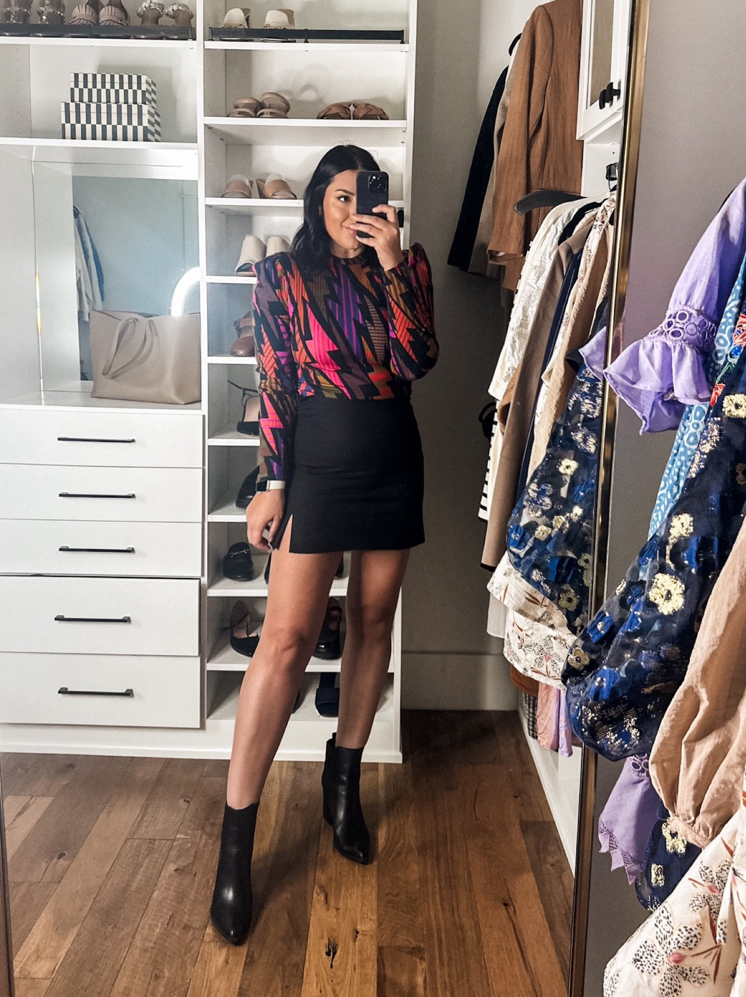 Love this Farm Rio bodysuit so much 🖤 I’m in the large but it’s a generous fit, could do a medium. I’ve linked it from farm rio bc it sold out at Shopbop!

I’m in the 10 of the other stories skirt