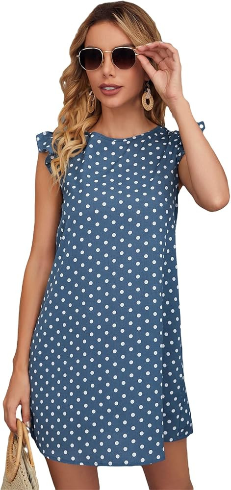 SOLY HUX Women's Summer Boho Short Sleeve Polka Dot A Line Short Mini Dress | Amazon (US)