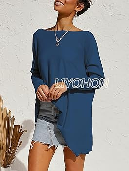 LIYOHON Oversized T Shirts for Women Tunic Tops to Wear with Leggings Long Sleeve Fall Sweaters D... | Amazon (US)