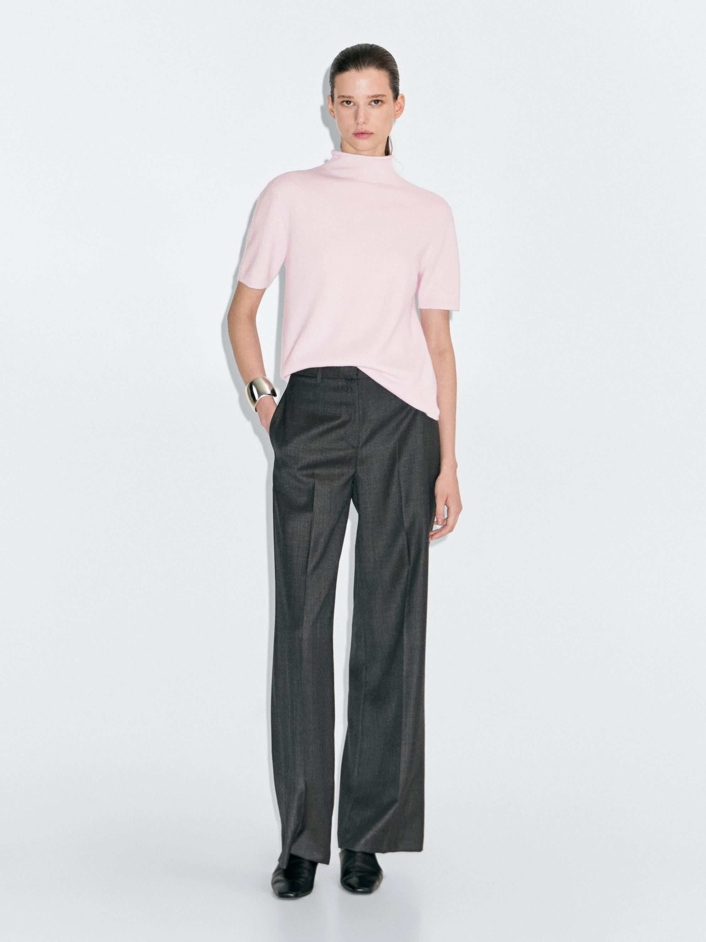 Knit wool blend sweater with short sleeves | Massimo Dutti UK