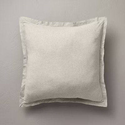 26"x26" Linen Blend Euro Bed Pillow Gray - Hearth & Hand™ with Magnolia: Farmhouse Style, Indoo... | Target