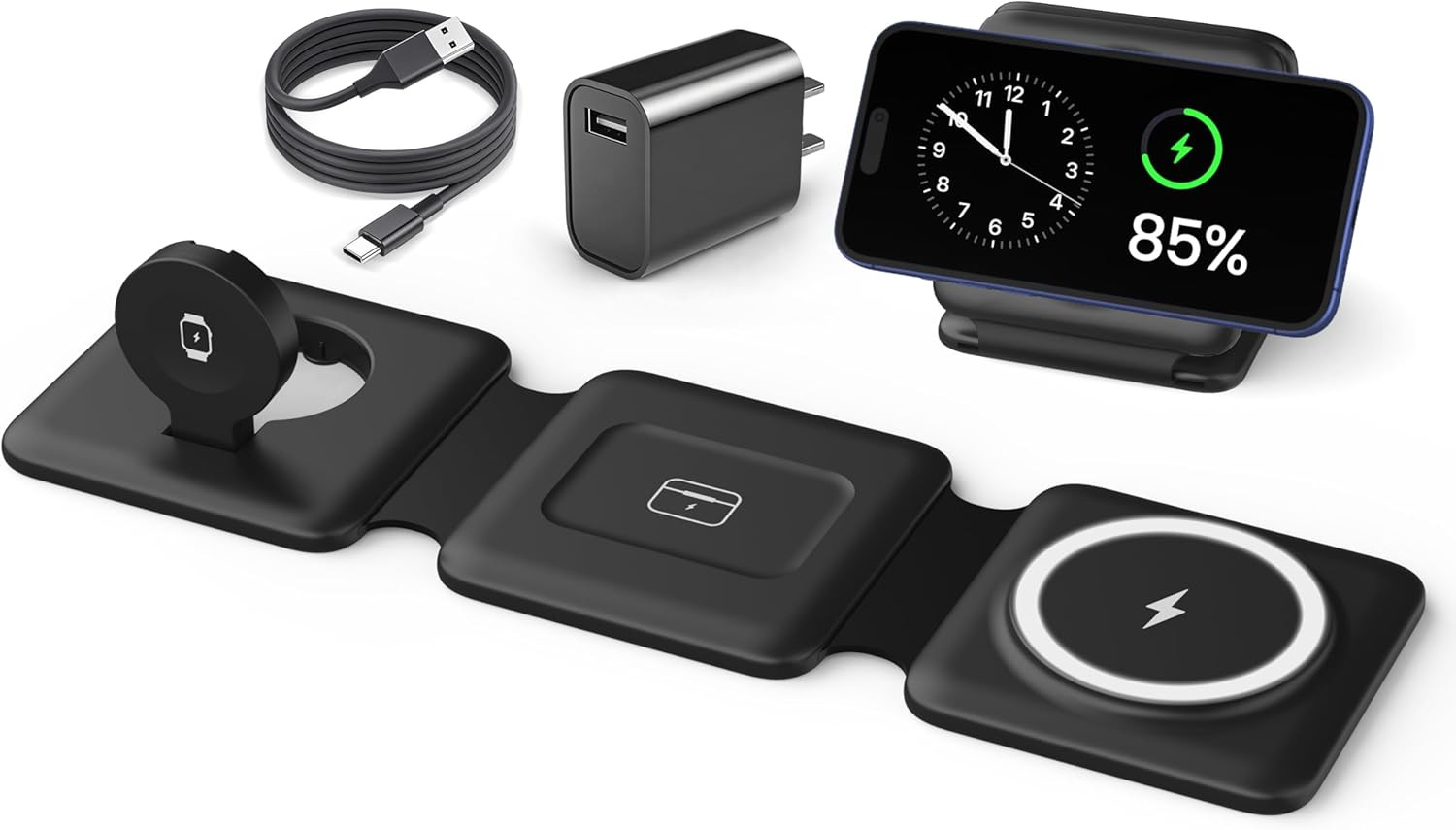Magnetic Wireless Charger for iPhone: Fodable 3 in 1 Charging Station for Multiple Apple Devices ... | Amazon (US)