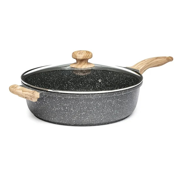 The Pioneer Woman Prairie Signature 6 Quart Cast Aluminum Jumbo Sauté Pan, Charcoal Speckle - Wa... | Walmart (US)